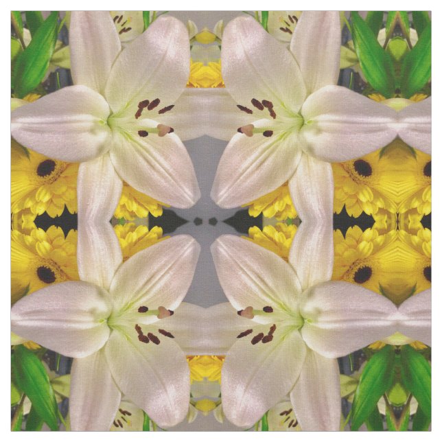 Yellow and Lilies Fabric (Swatch)