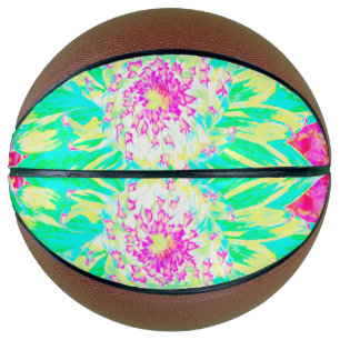 Yellow and Magenta Decorative Dahlia Flower Basketball