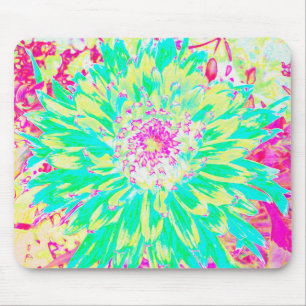 Yellow and Magenta Decorative Dahlia Flower Mouse Pad