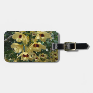 Yellow and Maroon Orchids Elegant Floral Luggage Tag