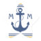 Yellow and Navy Blue Heart Anchor Monogram
