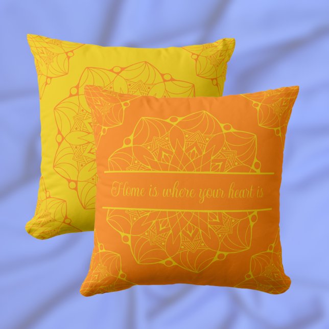 Yellow and Orang Mandala Personalized Throw Pillow (Creator Uploaded)
