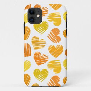Yellow and orange and white hearts iPhone 5 Case