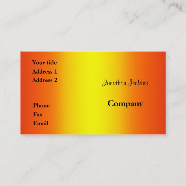 Yellow and orange business card (Front)