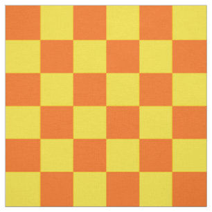 Yellow And Orange Chequered Pattern Design  Fabric