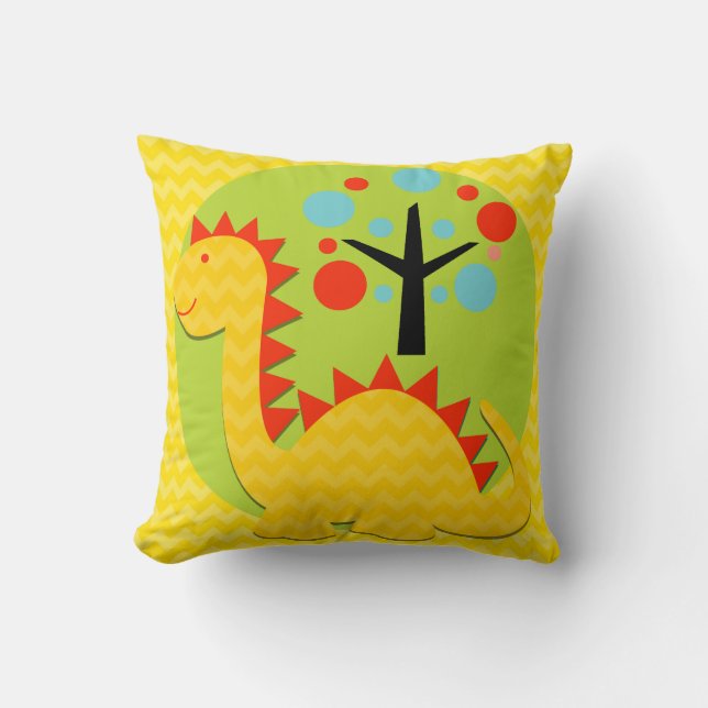 Yellow and Orange Dragon Throw Pillow (Front)