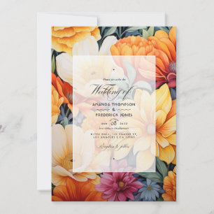 Yellow and Orange Floral Wedding Invitation