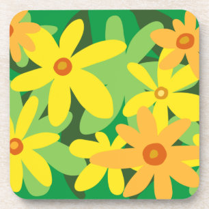 Yellow and orange flowers coaster