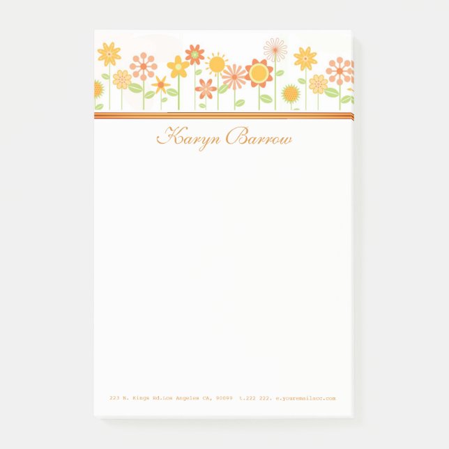 Yellow And Orange Flowers Post-it Notes (Front)