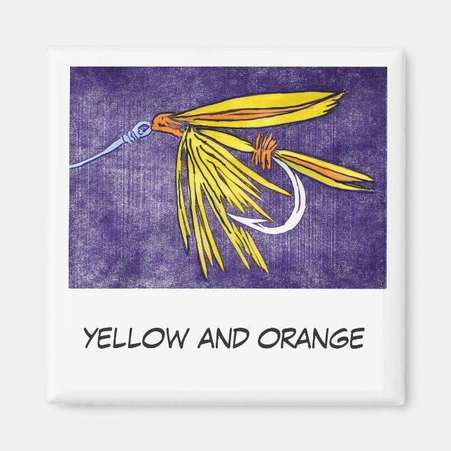 "Yellow and Orange" Fly Fishing Art Magnet (Front)