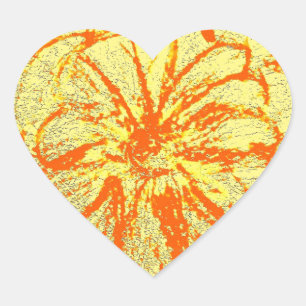 Yellow and Orange Gerbera Heart Sticker