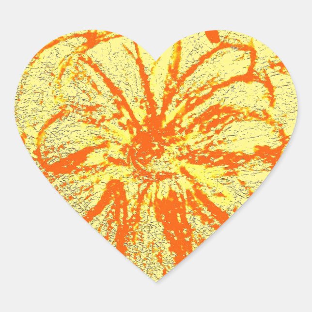 Yellow and Orange Gerbera Heart Sticker (Front)