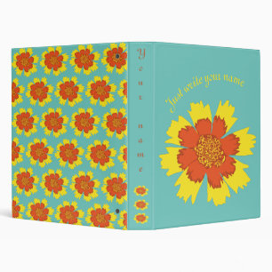 Yellow and orange girly coreopsis flower binder