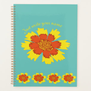 Yellow and orange girly coreopsis flower planner