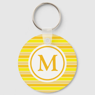Yellow and Orange Horizontal Striped Monogram Keychain