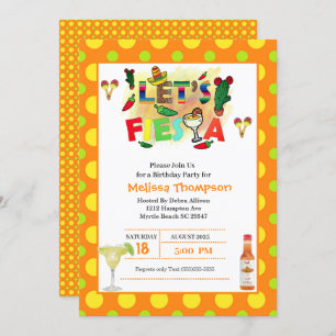 Yellow and Orange Mexican Fiesta Birthday Invitation