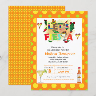 Yellow and Orange Mexican Fiesta Birthday   Invitation