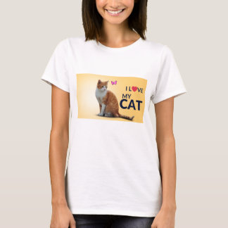 Yellow And Orange Minimalist Cat  T-Shirt
