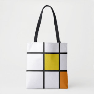 Yellow and Orange Mondrian Style Tote Bag