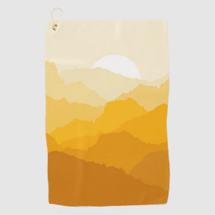 Yellow and orange mountain sunrise golf towel