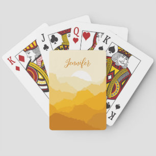 Yellow and orange mountain sunrise playing cards