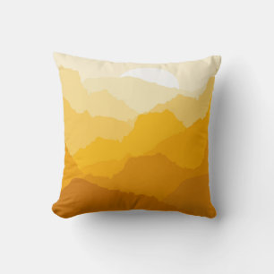 Yellow and orange mountain sunrise throw pillow