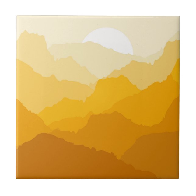 Yellow and orange mountain sunrise tile (Front)