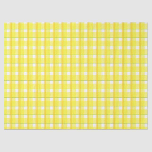 Yellow and Orange  Plaid Pattern Tissue Paper (Front)