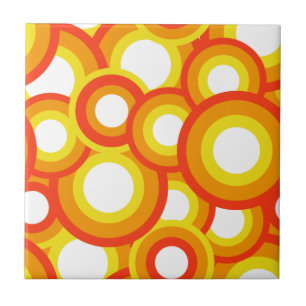 Yellow and orange psychedelic circles tile