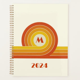 Yellow and orange retro style circles and lines  planner