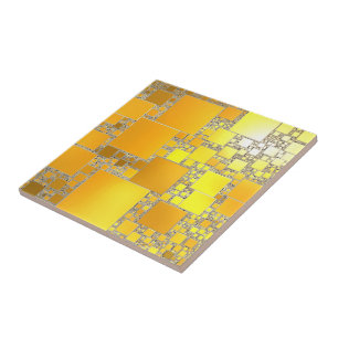 Yellow and Orange Squared Ceramic Tile