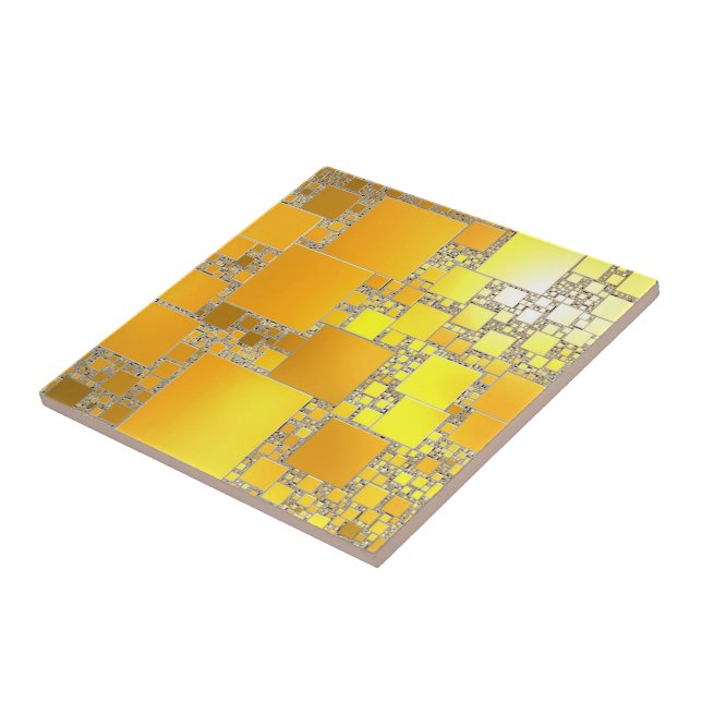Yellow and Orange Squared Ceramic Tile (Side)