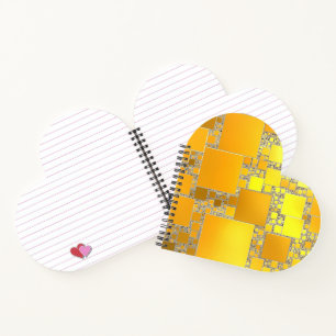 Yellow and Orange Squared Heart Shaped Notebook