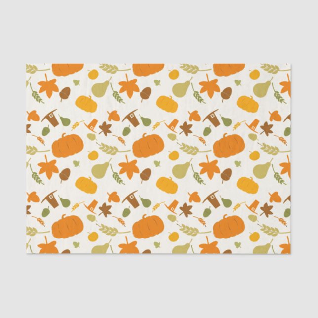Yellow and Orange Thanksgiving Harvest Pattern Tissue Paper (Front)