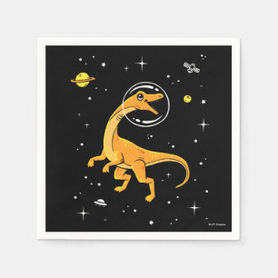 Yellow And Orange Velociraptor Dinos In Space Napkin