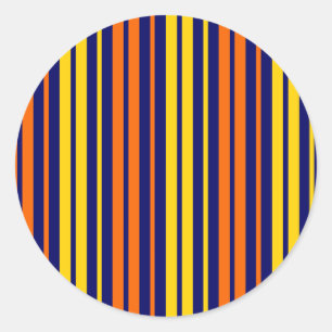 Yellow and Orange Vertical Stripes Navy Blue  Classic Round Sticker