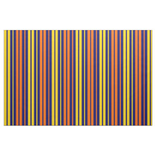 Yellow and Orange Vertical Stripes Navy Blue  Fabric