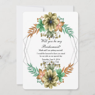 Yellow And Orange Watercolor Floral Bridesmaid Invitation