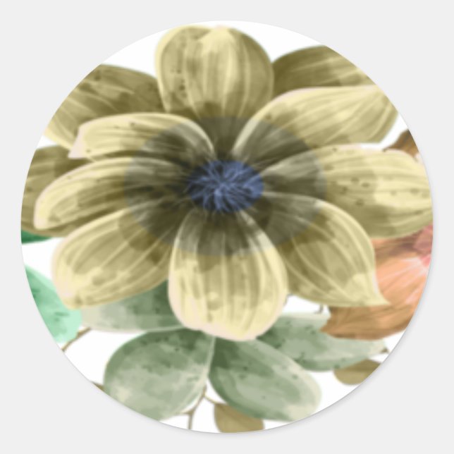 Yellow And Orange Watercolor Floral Wedding Seal (Front)