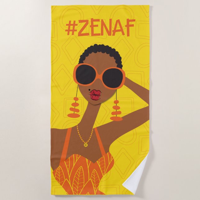 Yellow and orange #zenaf beach towel (Front)