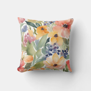 Yellow And Peach Flowers Throw Pillow