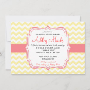 Yellow and Pink Chevron Invitation
