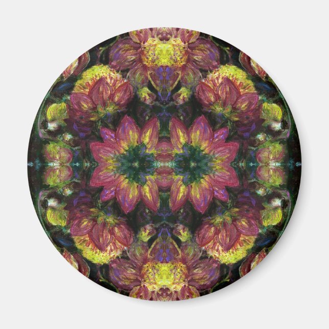 Yellow and Pink Dahlias Magnet (Front)