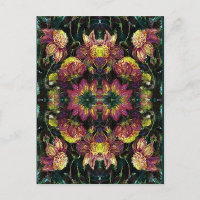 Yellow and Pink Dahlias Postcard (Front)