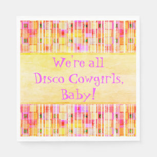 Yellow and Pink Disco Cowgirl Fringe Napkin