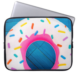 Yellow and pink doughnut floater laptop sleeve