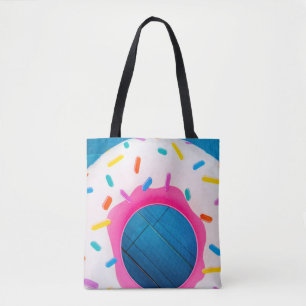 Yellow and pink doughnut floater tote bag