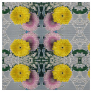 Yellow and Pink Electric Daisies Bouquet Art Fabric