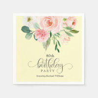 Yellow and Pink Floral 80th Birthday Party