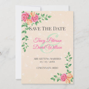 Yellow And Pink Floral Wreath Save The Date